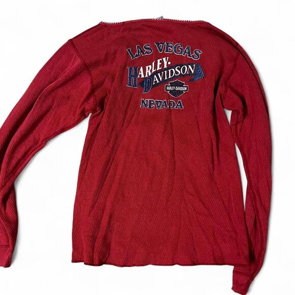 Vintage Harley Davidson Las Vegas long sleeve knit scoop neck red long sleeve - Picture 6 of 7